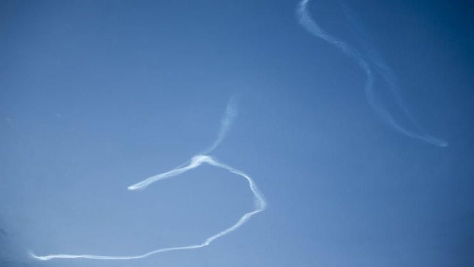 Anti-aircraft effects over the Syrian-Israeli border in the Golan Heights. Photo: 10 February 20218