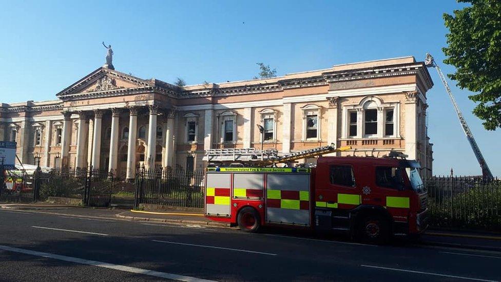 Fire crews outside Crumlin Road courthouse