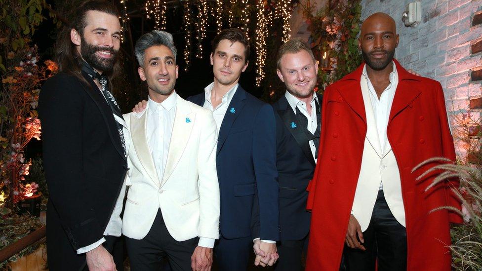 The cast of the new Queer Eye: Jonathan Van Ness, Tan France, Antoni Porowski, Bobby Berk and Karamo Brown