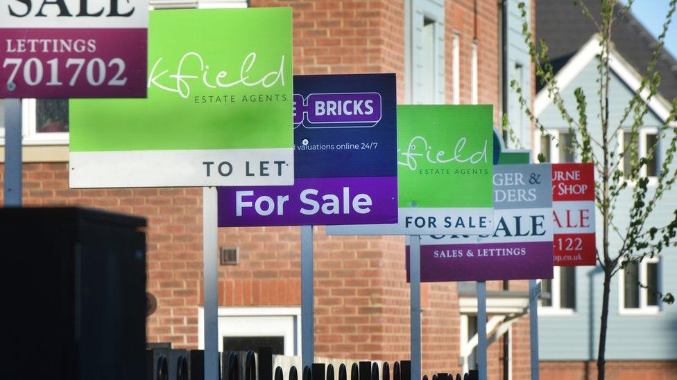 For Sale signs outside a street