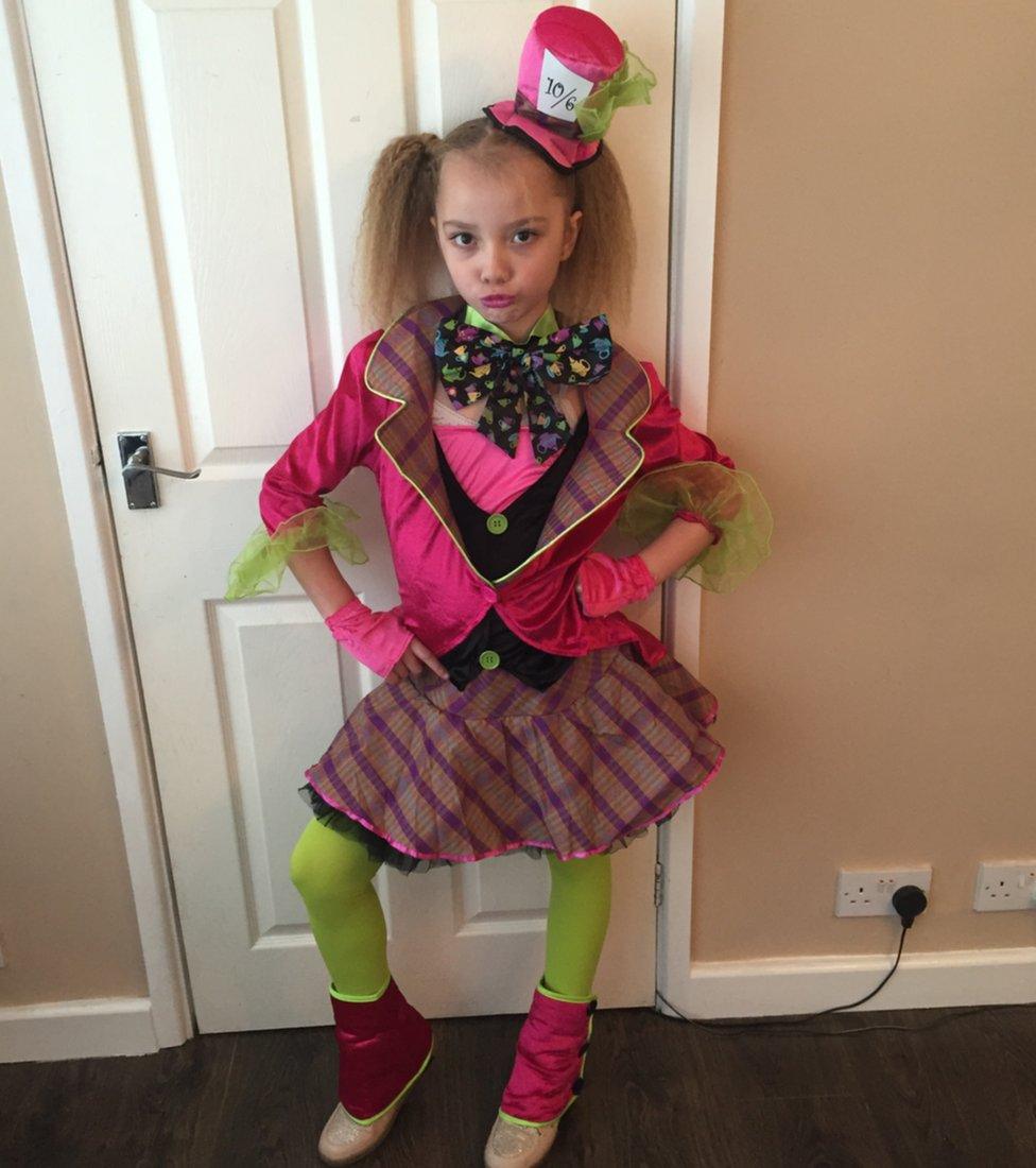 Darcey from Doncaster went to school as the Mad Hatter from Alice in Wonderland. This is the first time she's had chance to do world book day