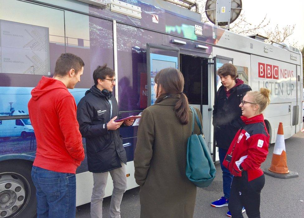 The BBC Listen Up bus in Bristol