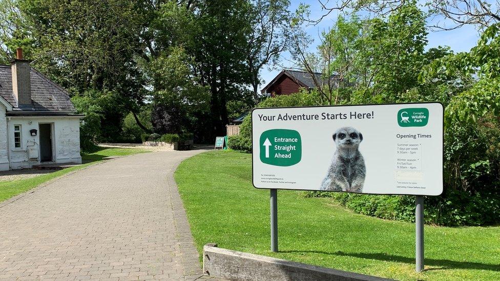 Curraghs Wildlife Park sign