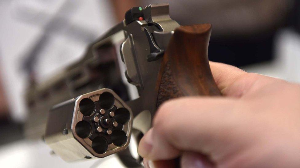 A Wilson revolver pistol seen at a London trade show