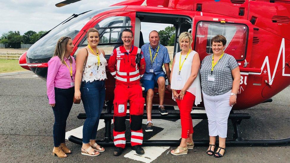 Patient Tom Hadden and his family helped the crew mark their anniversary