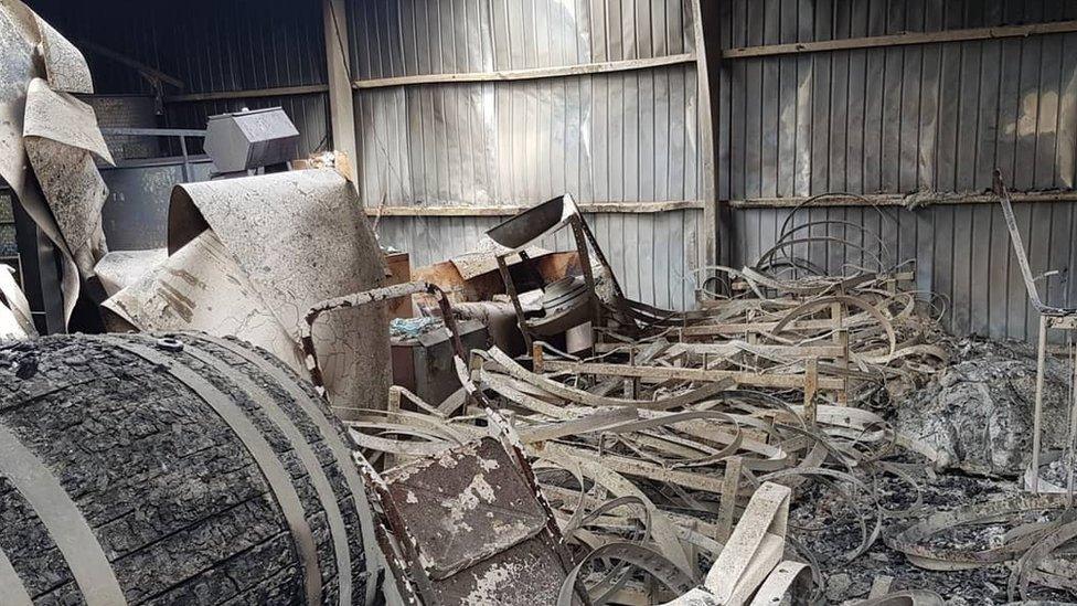 Damage at James Tilbrook's winery. Adelaide Hills, SA