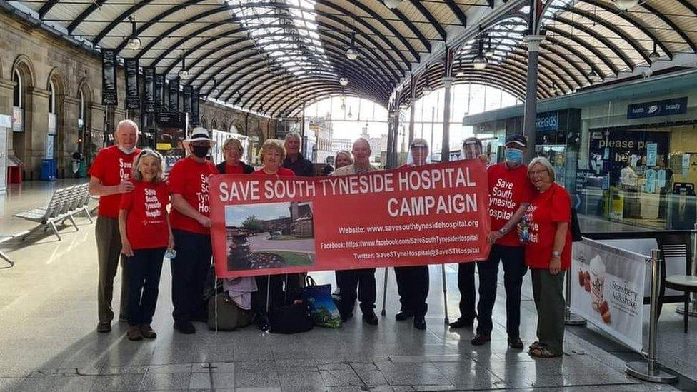 Save South Tyneside Hospital campaigners at Newcastle Central Station