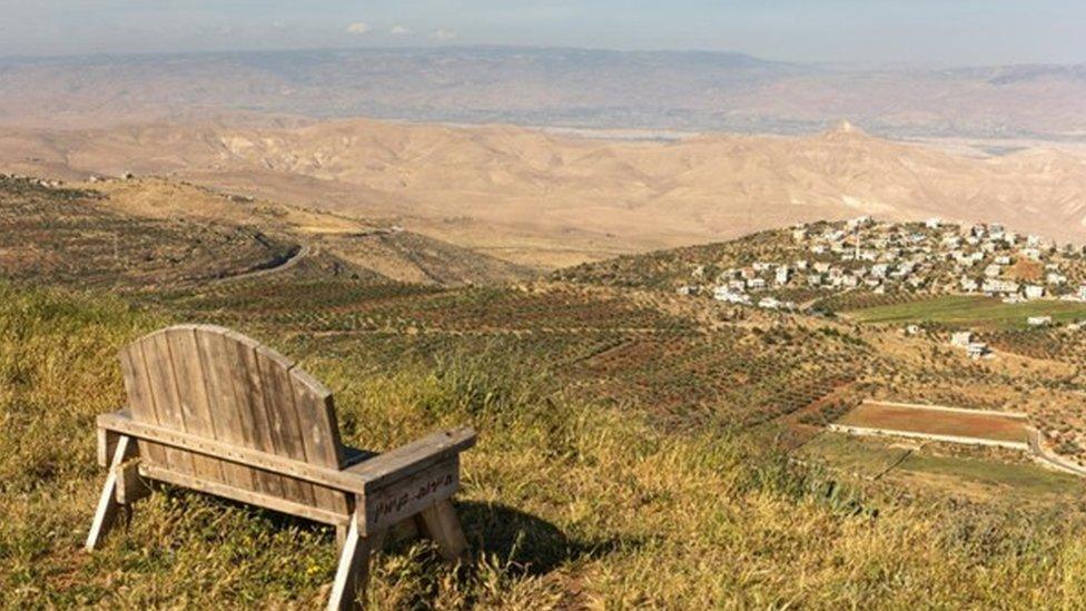 View from Esh Kodesh, an unauthorised settler outpost in the occupied West Bank, looking eastwards towards the Jordan Valley