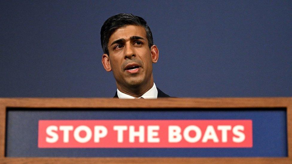 Prime Minister Rishi Sunak at a press conference in Downing Street, London