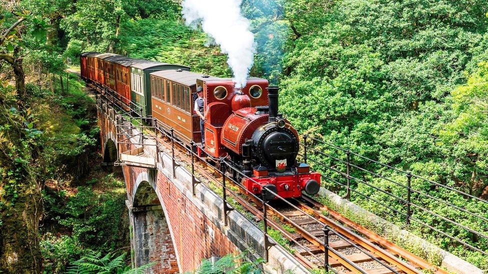 Talyllyn Railway's Locomotive No 1, Talyllyn, on the Dolgoch Viaduct