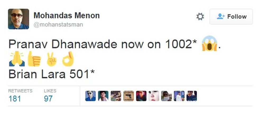 Pranav Dhanawade now on 1002* 😱.