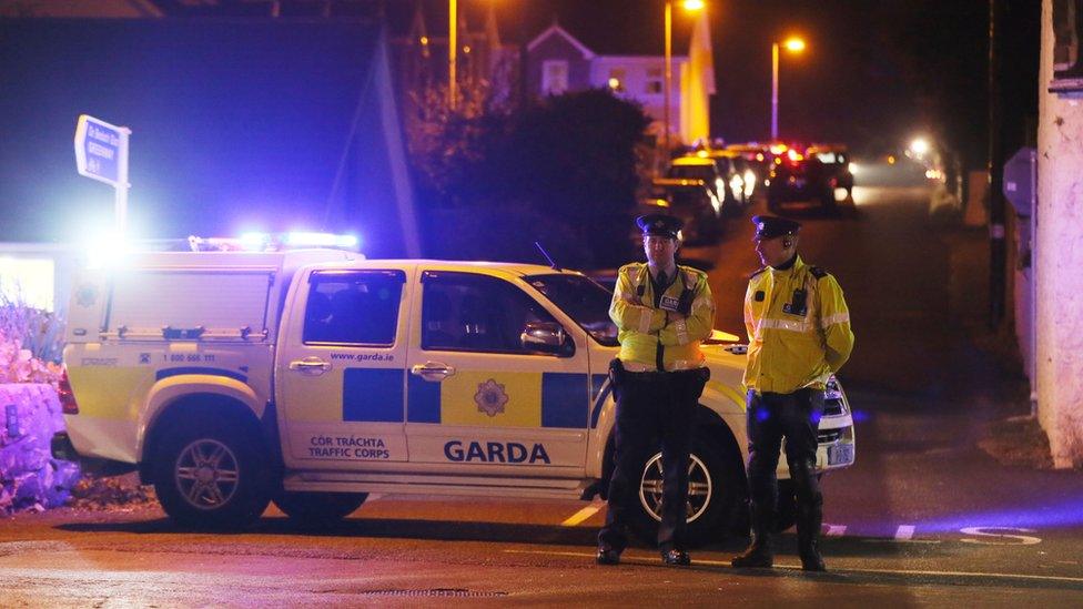 Police officers near the scene of the shooting in Omeath