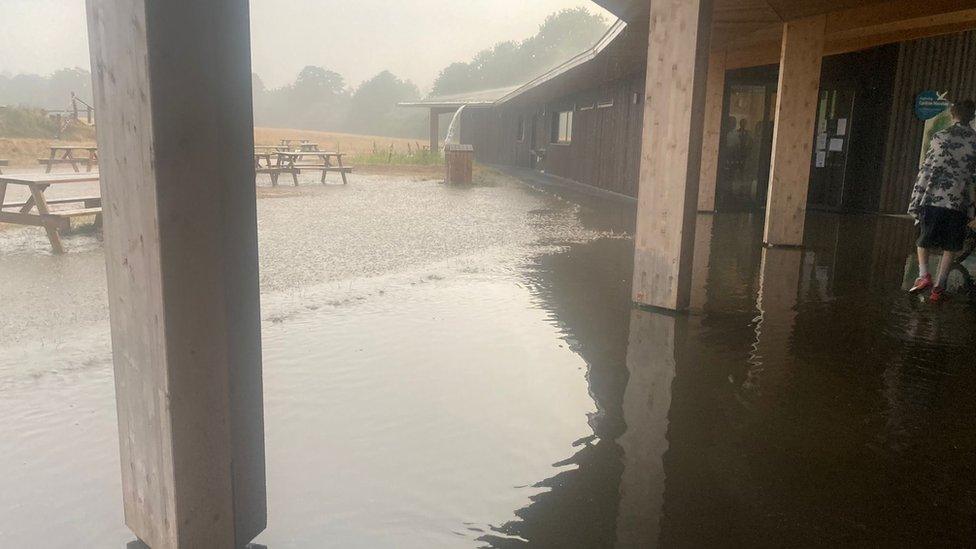 A flood at Carlton Marshes Nature Reserve near Lowestoft, Suffolk