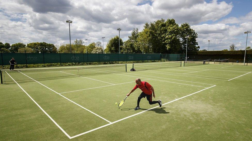 People play tennis at York Tennis Club on Wednesday