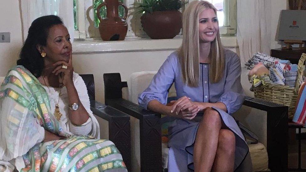 Ivanka Trump and Sara Abera, founder of the workshop