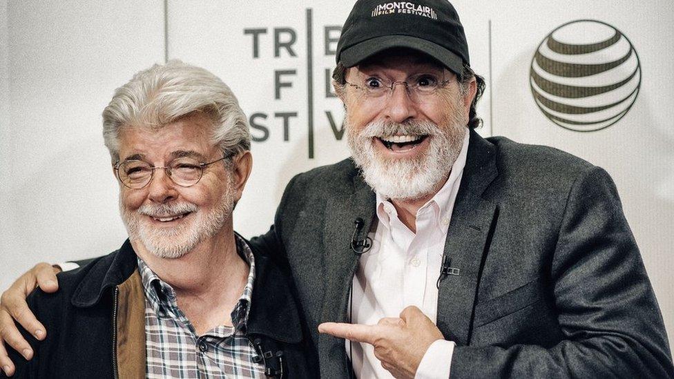 George Lucas and Stephen Colbert