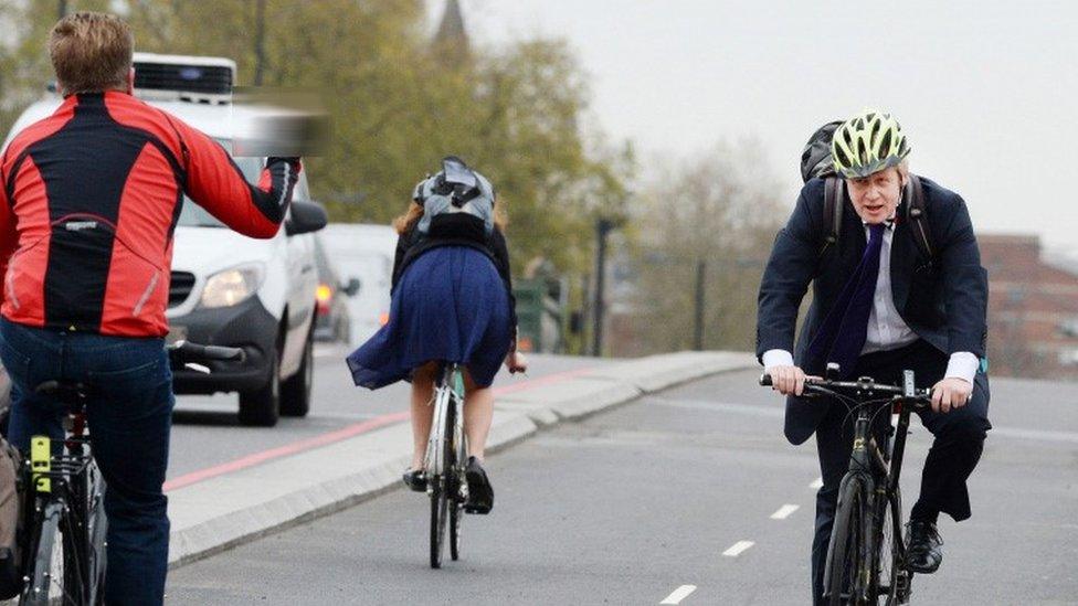 Boris Johnson had a frosty reception from some cyclists on Vauxhall Bridge on Thursday