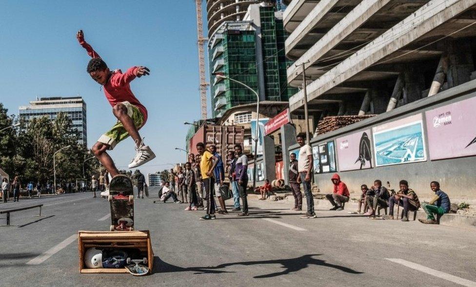 Skaters in Addis Ababa on 3 February, the city's third Car Free Day