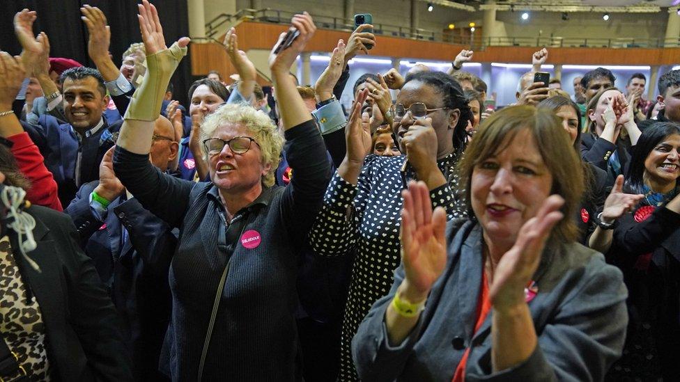 Cheering supporters