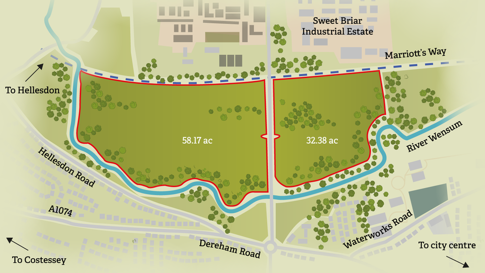 Map of proposed nature reserve for Norwich