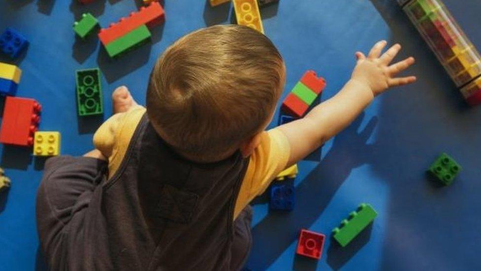 Boy playing with blocks