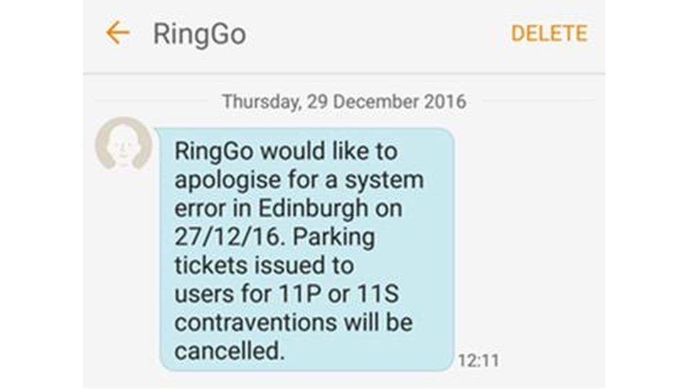 Text message from RingGo