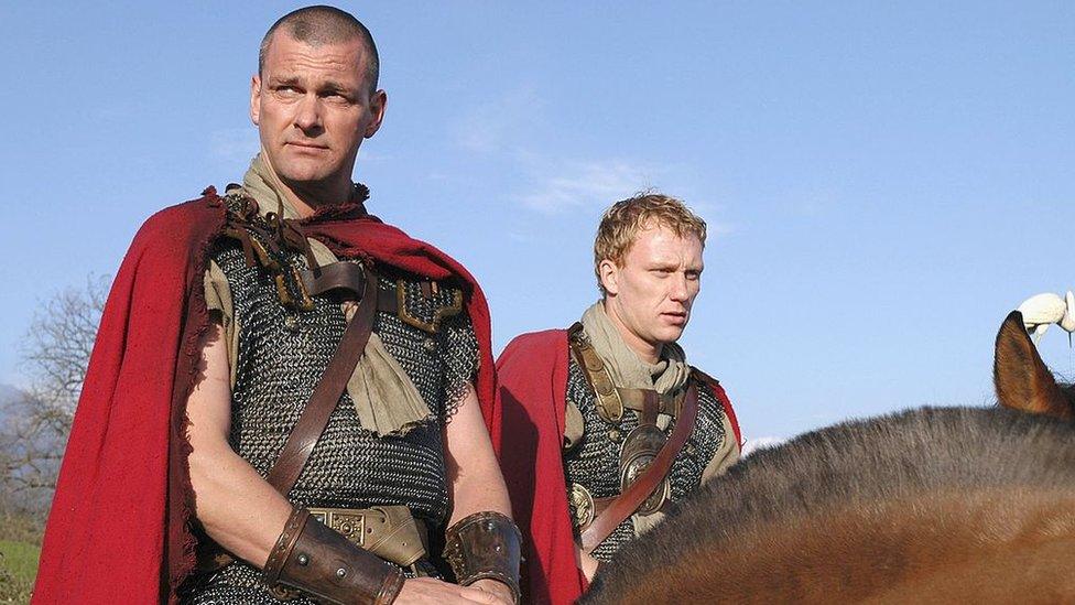 Ray Stevenson as Roman legionary Titus Pullo in a still image taken from the filming of hit TV series Rome