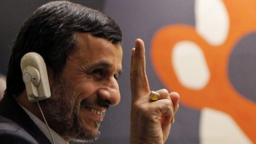 Iran's President Mahmoud Ahmadinejad at the United Nations headquarters in New York (24 September 2012)