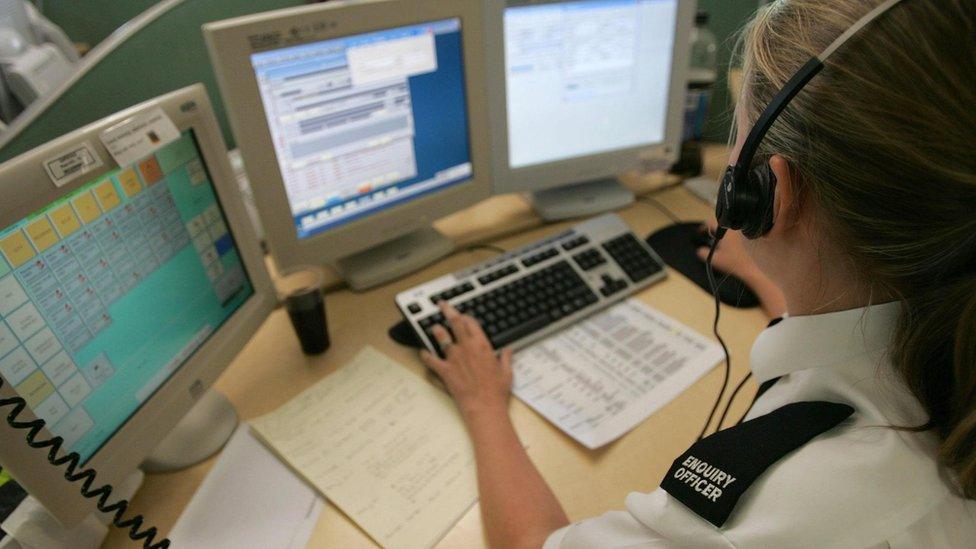 The control room of a 101 police non-emergency hotline