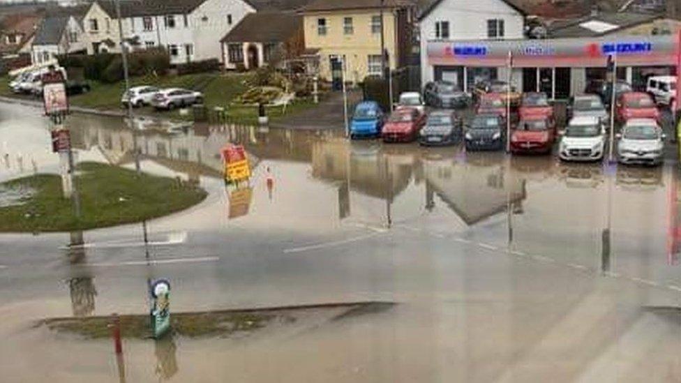 Flooded roads in Clapham