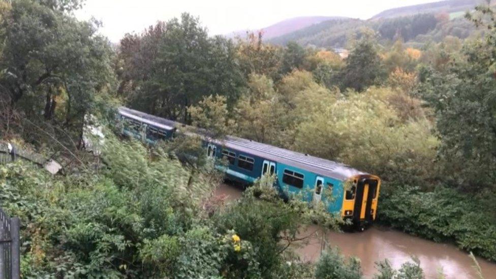 Stranded train in Storm Callum