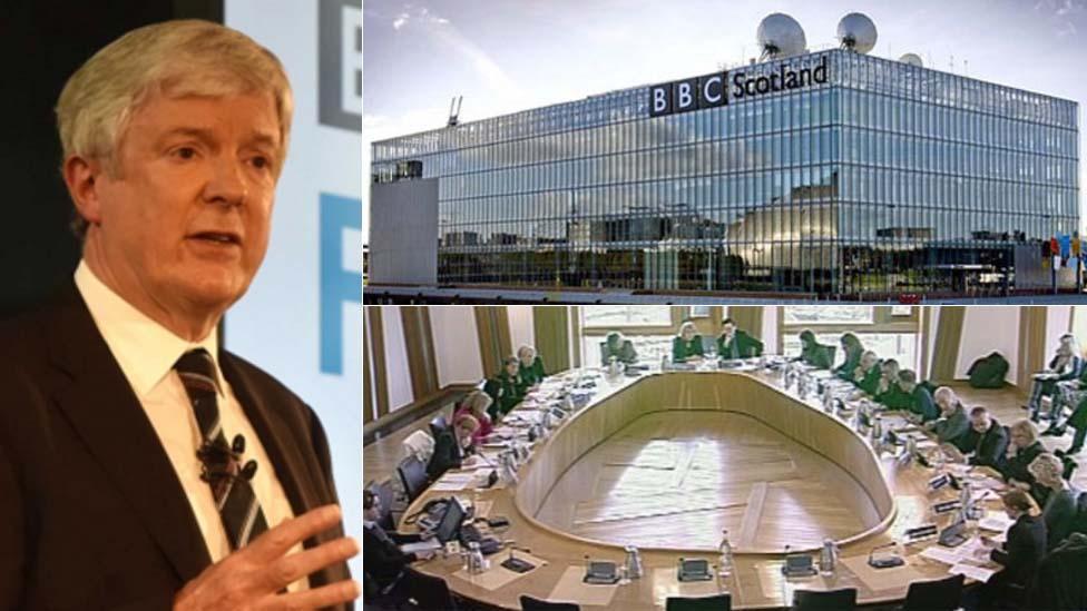 Comp pic of Tony Hall, BBC Scotland and committee room