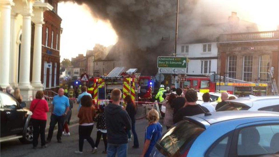 Firefighters tackling a blaze in Sudbury