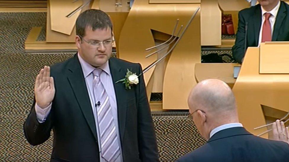 Mark McDonald being sworn in