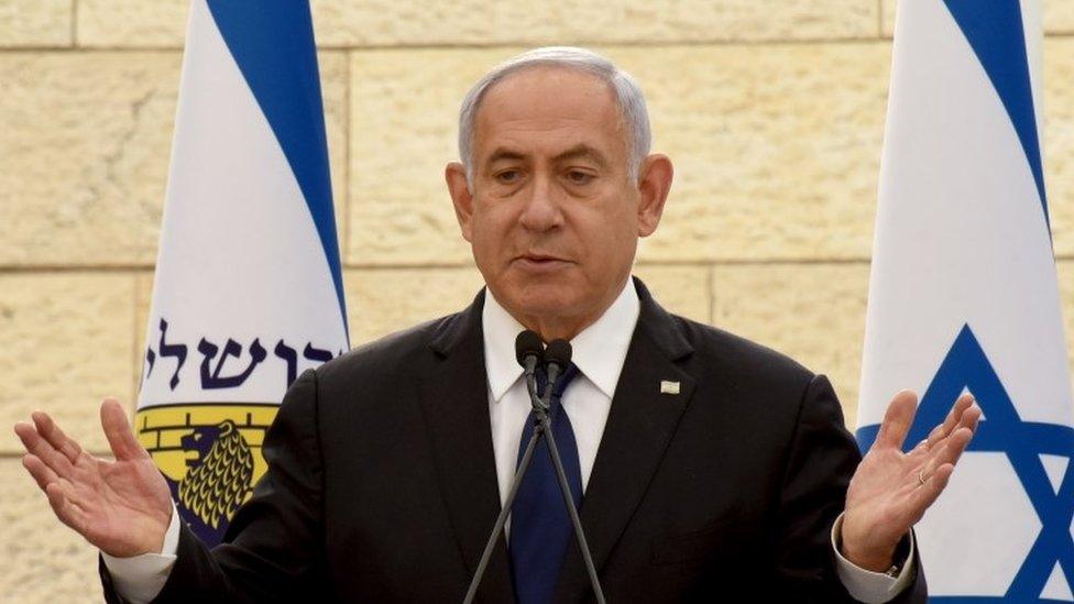 Benjamin Netanyahu speaks at a ceremony for fallen soldiers of Israel"s wars at the Yad Lebanim House on the eve of Memorial Day, in Jerusalem, April 13, 2021