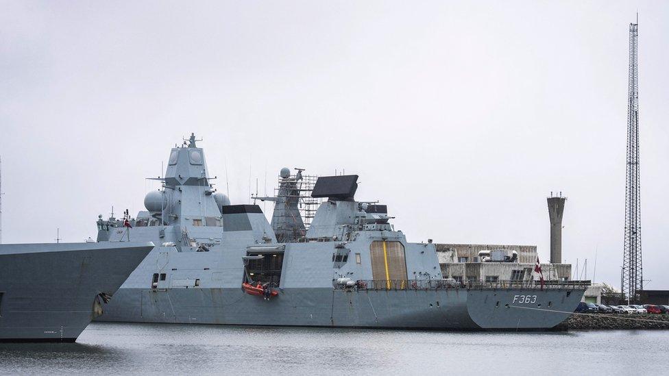 The Niels Juel frigate docked at the naval base in Korsor, Denmark