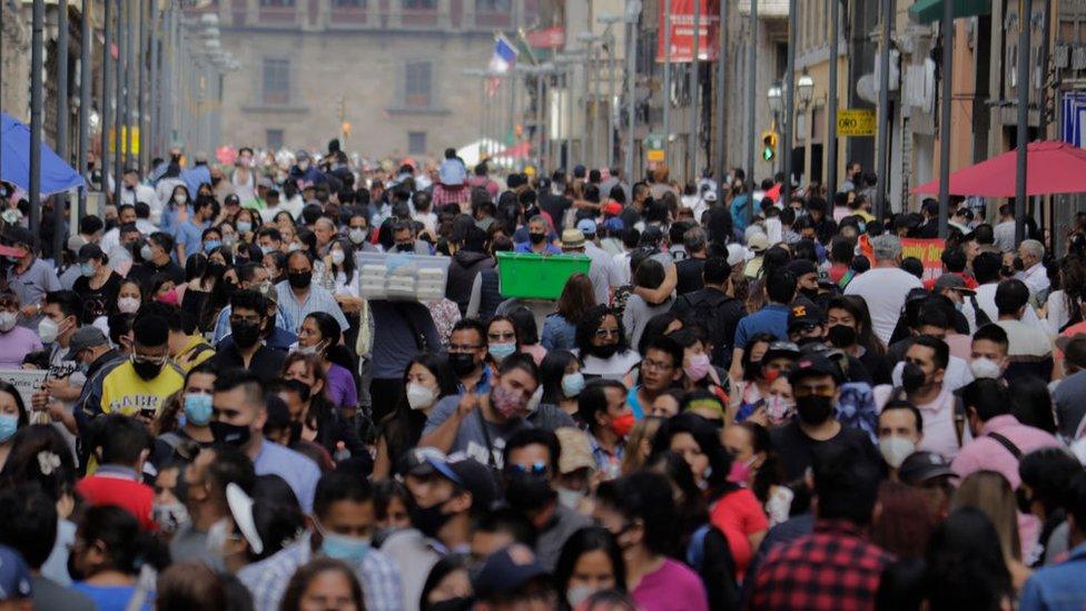 A busy street in Mexico City, July 2021