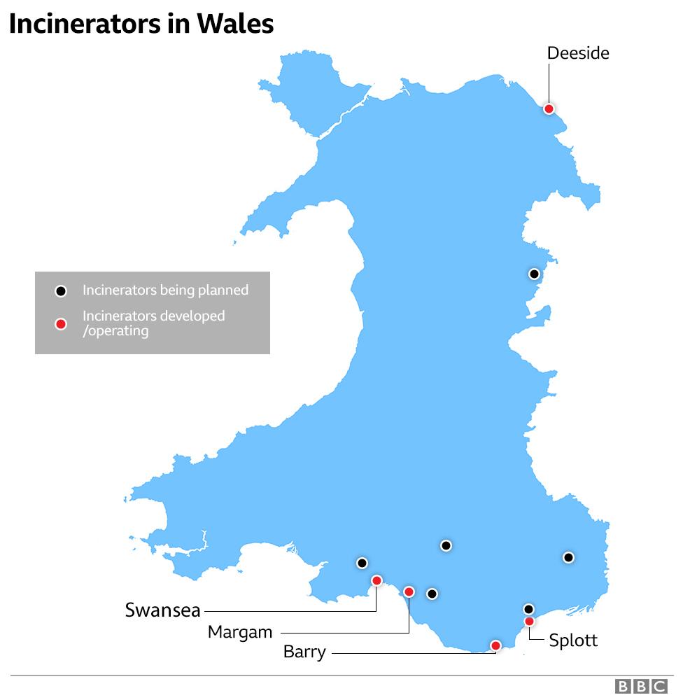 Map of incinerators