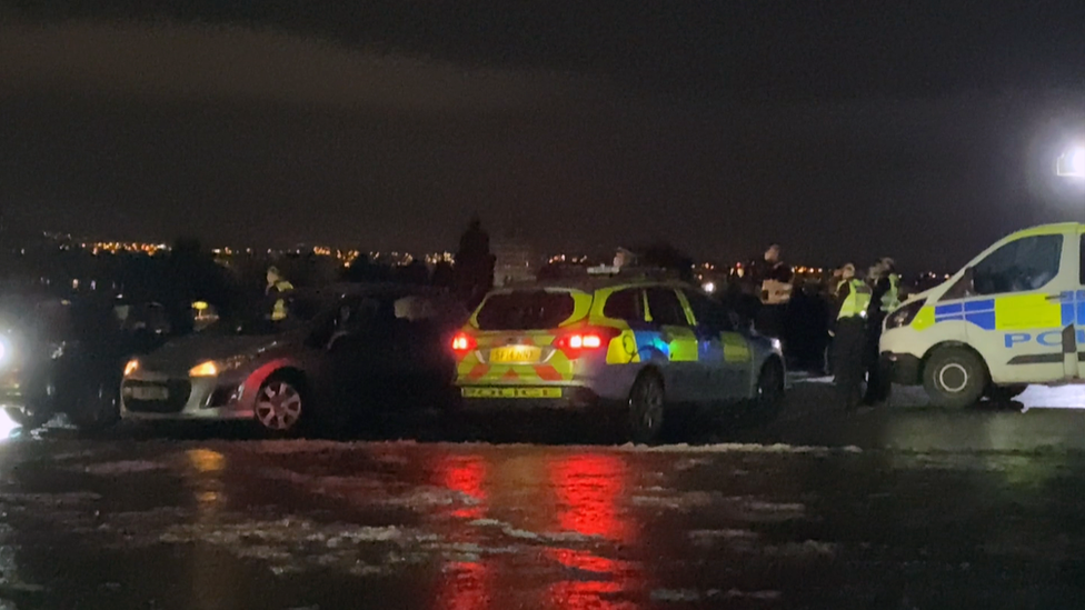 Police arrive at castle