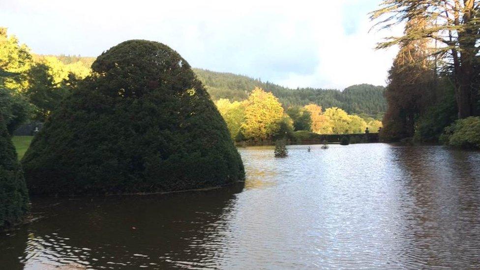 Flooded grounds at Gwydir Castle