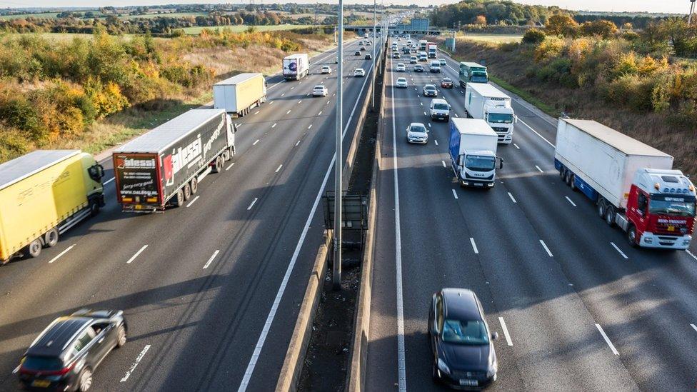 Lorries on a motorway