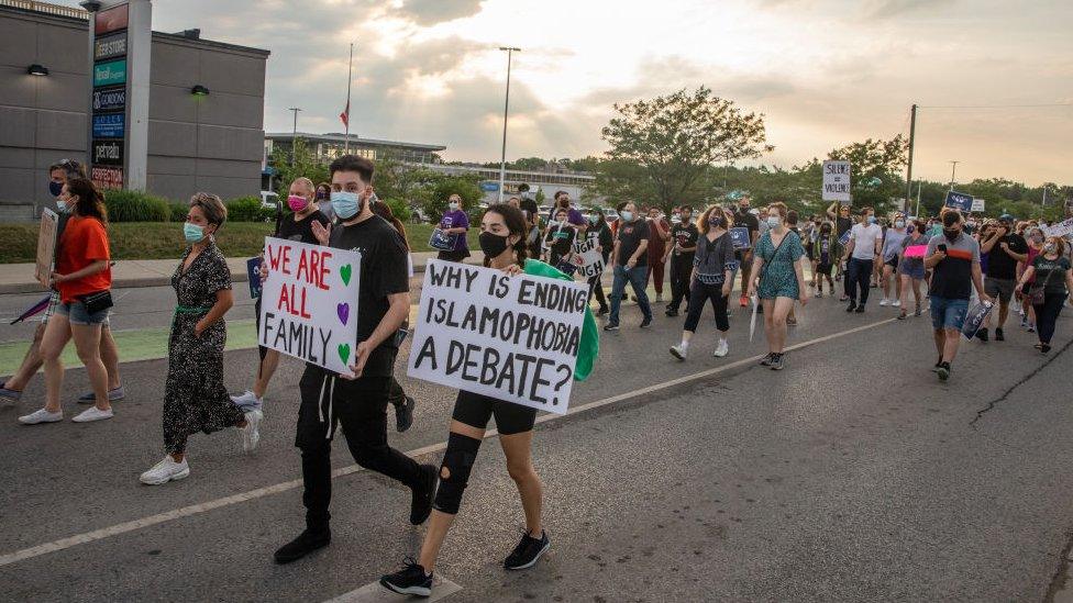 A public march in their honour of a muslim family that was killed, in London, Ontario, Canada, on Friday, June 11, 2021.