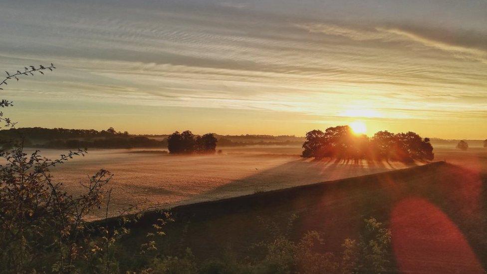 Sunrise over fields