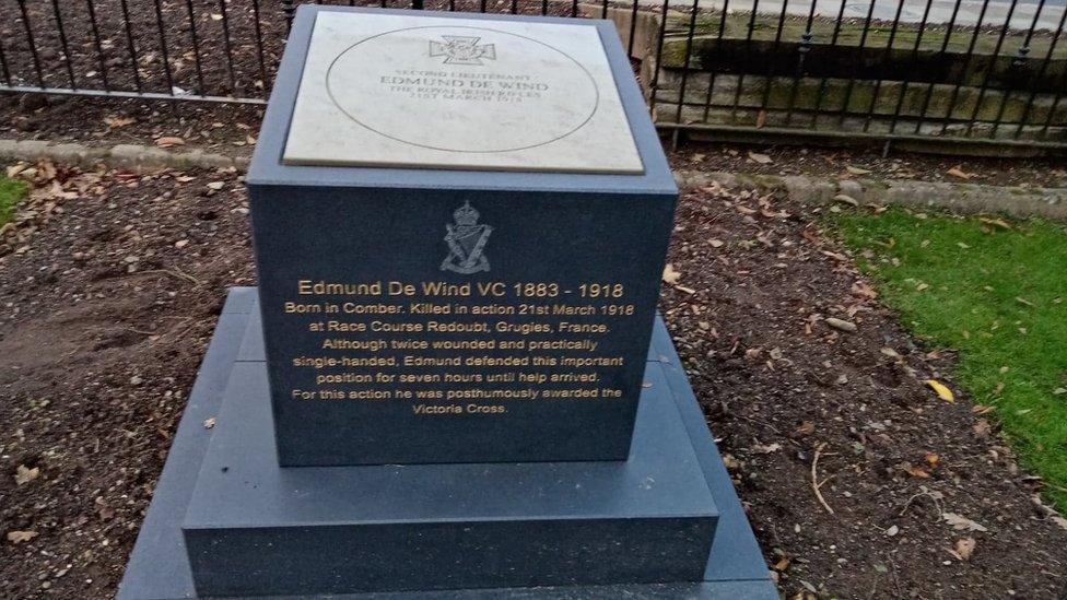 Edmund De Wind's memorial in his home town of Comber