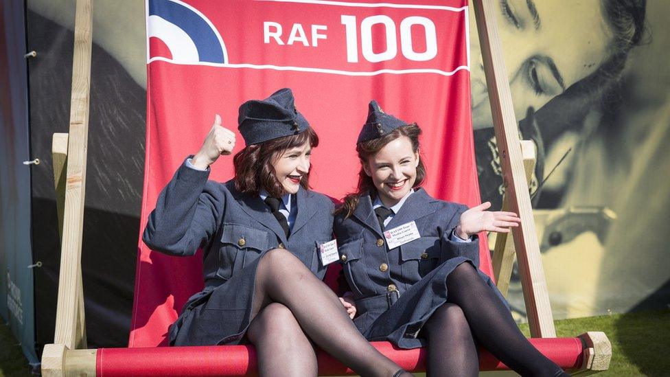 Cast members from 'Girlfriends' a play about women serving in the RAF during the Second World War.