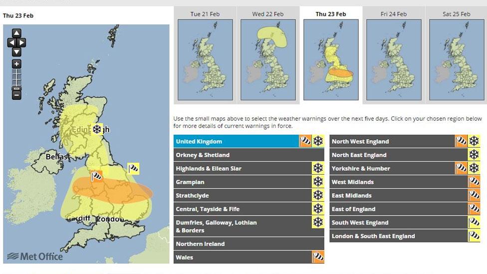 Met Office weather warnings