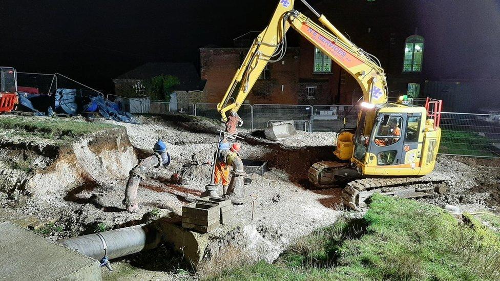 Digger at Wingham water treatment works