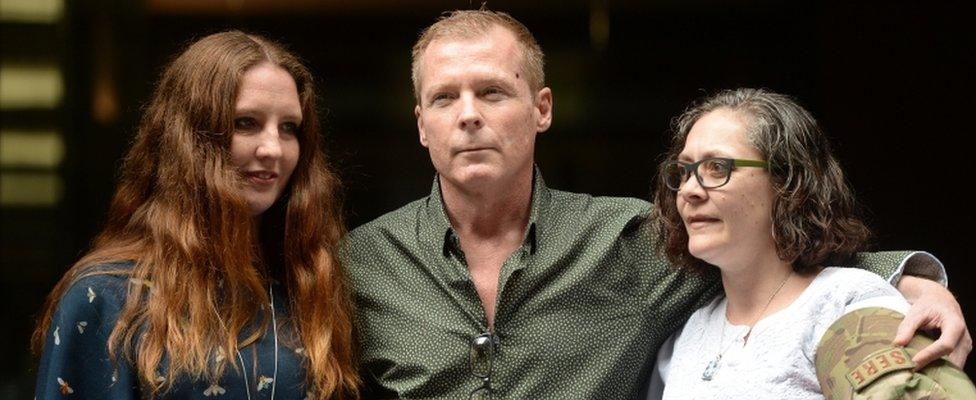 Timothy Weeks with sisters Alyssa Carter (L) and Joanne Carter (R)