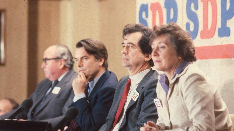 The official launch of the SDP in 1981 (l-r) Roy Jenkins, David Owen, Bill Rodgers and Shirley Williams