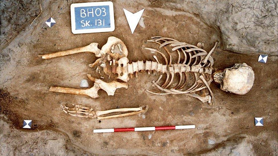 Unearthed Anglo-Saxon skeleton from Bamburgh